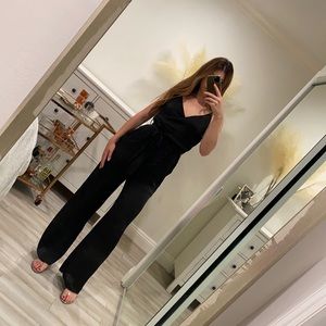 NWT Small Black fancy Jumpsuit w waist tie